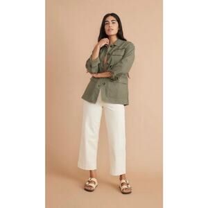 Marine Layer Bridget Crop Wide Leg Pants High Rise Cotton Blend Papyrus Size 10